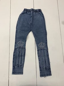 Girls Blue Denim Elastic Waist Pants Size Medium - Picture 1 of 4