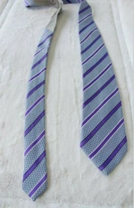 ERMENEGILDO ZEGNA NWT MENS PURPLE STRIPE TIE 92% SILK 8% COTTON MADE IN ITALY - Picture 1 of 6