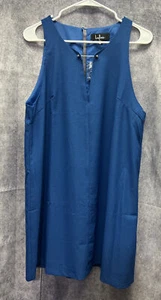 Lulus Size L Teal Sleeveless Shift Dress Double V Neck Lined - Picture 1 of 11