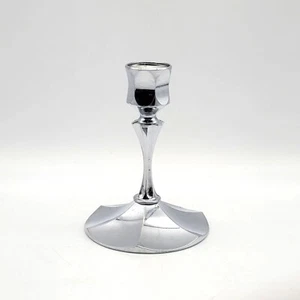 Irvinware Chrome Candle Stick Holder 4.5" tall 3.25" wide 3/4" Candles USA - Picture 1 of 7