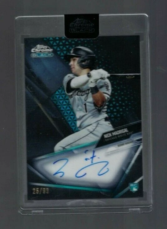 2021 Topps Chrome Black Nick Madrigal GREEN #25/98 RC Auto White Sox (V) - Image 1 of 1