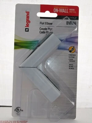 LOT 5 pcs Legrand BWH6 Wiremold ON -WALL WIRING METAL Flat Elbow, White new