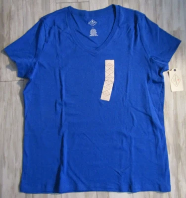 Camiseta manga corta St John's Bay para mujer azul titanio cuello en V talla XL nueva con etiquetas Foto 1 de 3