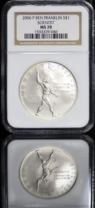 2006 P Ben Franklin Scientist ~ Silver Commemorative One Dollar NGC MS 70 - Picture 1 of 4