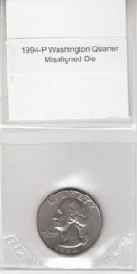 1994-P Philadelphia Washington Quarter variedad troquelado error centro - Imagen 1 de 2