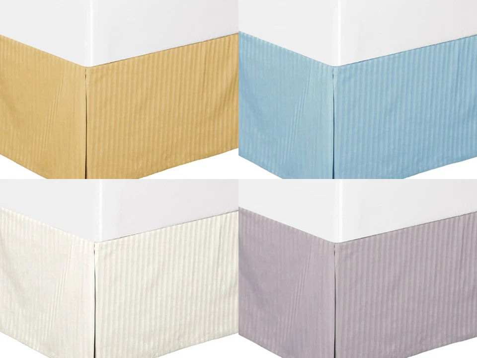 100% Cotton 320TC Damask Stripe Olympic Queen Bed Skirts - Image 1 of 1