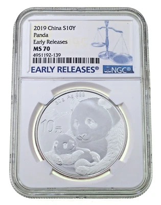2019 Plateado Panda 10Yuan Graduado Por NGC Como MS-70 Temprano Releases 30g - Imagen 1 de 4