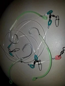 TOUGH TESTED 250LB 3 SWAPPABLE DROPPERS FULL LUMO STRONG HOOKS 3 x 12/0 TUNA - Picture 1 of 12