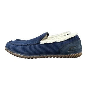 Sorel Dude Moccasin Slippers Mens 13 Navy Blue Corduroy Lined Cozycore Winter - Picture 1 of 8