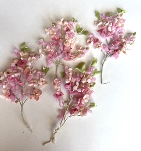 Lot of 4 Vintage 1960's Fabric Artificial Pink FLOWER Bunches - Made in Korea - Picture 1 of 8