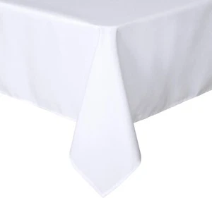 Rectangle Tablecloth 60x84 Inch, Stain & Wrinkle Resistant, White Polyester - Picture 1 of 7