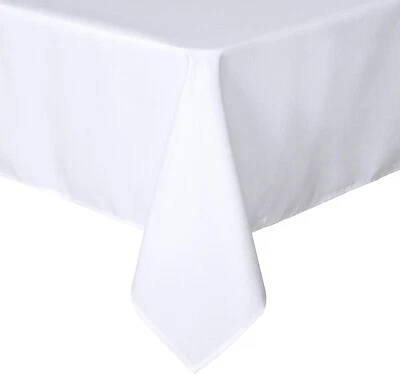 Rectangle Tablecloth 60x84 Inch, Stain & Wrinkle Resistant, White Polyester - Image 1 of 4