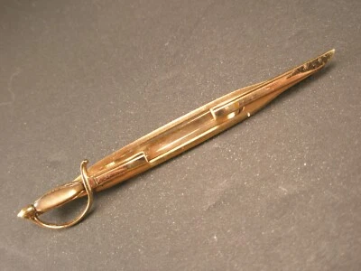 Cavalry Officer Sabre Cutlass Sword Vintage SWANK Tie Bar Clip - Image 1 of 4