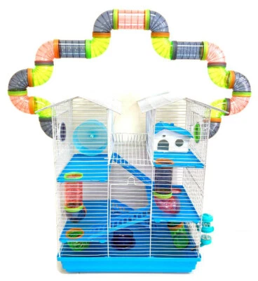 MCAGE 5-Levels LARGE Twin Tower Hamster Habitat Mouse Mice Rat Long Cross Tube Tunnel