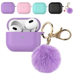 Lindo estuche de carga de silicona para Apple Airpods 3a generación bola de piel + llavero - Imagen 1 de 45