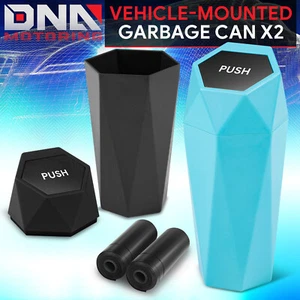 1/2L Auto Car Mini Rubbish Bin Holder Trash Garbage Can Dust Case w/ Lid 2Pcs - Picture 1 of 7