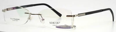 KONISHI KF8423 C1 Silver Unisex Rectangle Rimless Eyeglasses 55-18-138 B:31 - Image 1 of 4
