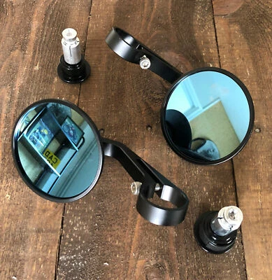 Par de espejos retrovisores de barra redonda de aluminio CNC Royal Enfield Continental GT 650 Foto 1 de 4