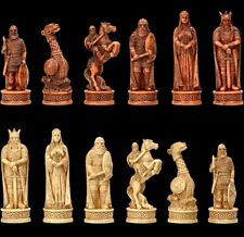 Schachfiguren Set - Wikinger holzfarben | Schach Figuren Mythologie