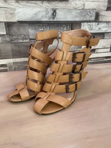 Roland Mouret leather brown sandal heels with ankle strap | Size EU37 UK4 - Picture 1 of 9