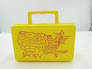 Vintage Whirley Industries Pencil Box United States Red on Yellow Warren, PA - Picture 1 of 6