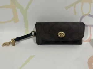 Estuche para Gafas de Sol Coach - Marrón/Negro Firma Lona y Cuero Liso Nuevo con Etiquetas - Imagen 1 de 1