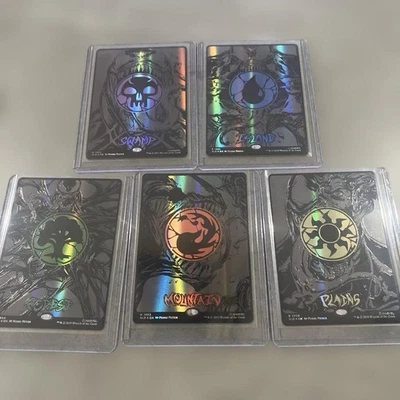 MTG Spider-Man Symbiote Foil Basic Land Set of 5 Collectible Card Game - Image 1 of 3