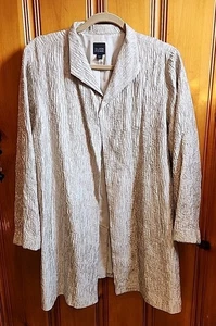 Eileen Fisher 100% Silk Blazer Jacket Women's Size L Gold Metallic Silk - Picture 1 of 4
