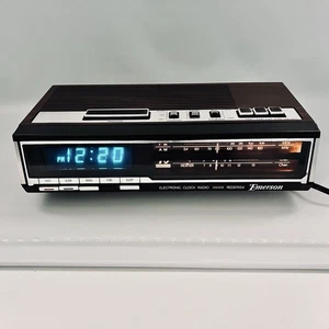 Radio despertador vintage Woodgrain azul Emerson RED5700A RESTAURADO - Imagen 1 de 4