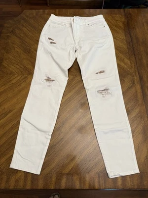 ❤️Pantalones al tobillo ajustados de la Casa Blanca Black Market 4 lentejuelas blancas/oro rosa Foto 1 de 4