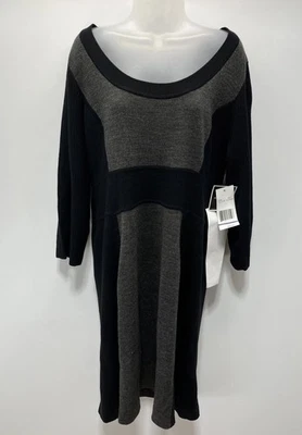女式。 Brand K 工作室 XL 码黑色和灰色毛衣连衣裙。 全新带标签。 — 第 1/4 张图片