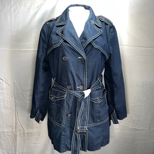 Banana Republic Women's Navy Blue Double Breasted Trench Coat with Belt Size XL - Picture 1 of 17
