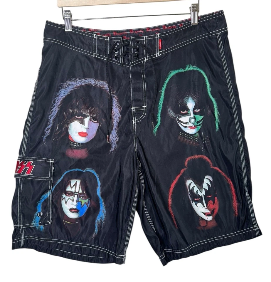 Pantalones Cortos Dragonfly KISS Solo Álbum Caras Estampado Negro Para Hombre Talla 36 Foto 1 de 4