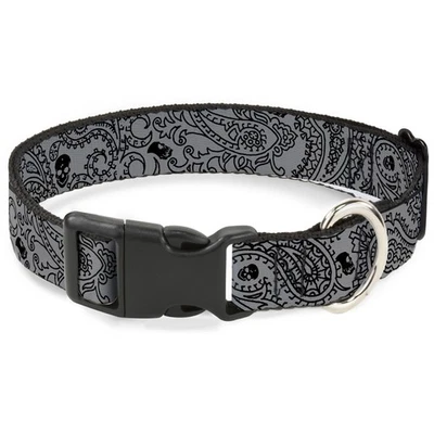 Plastic Clip Collar Bandana/Skulls Silver/Black NARROW-Medium  (Importación USA) - Imagen 1 de 4