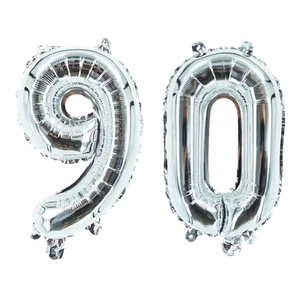 Number Ninety Silver Balloon, 32" Foil Mylar, 90th Birthday Party Age Balloon - Picture 1 of 1