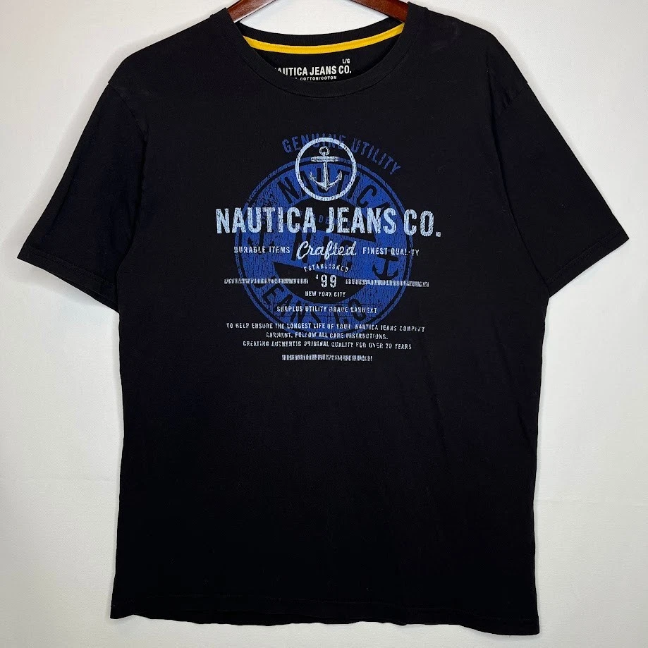 Nautica Jeans Co Men’s L Black Anchor Graphic T-Shirt 100% Cotton - Image 1 of 4