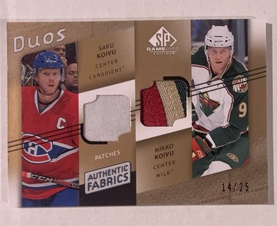2008/09 Mikko Saku Koivu SP Game Used Duo Patches 3 Color Patch 14/25 - Image 1 of 2