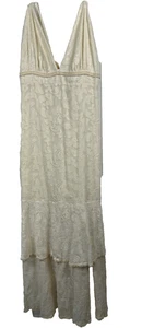 Maxi Vestido Studio F 12 Crema Boho Encaje Crochet Hada Costera Vaquera En Niveles - Imagen 1 de 10