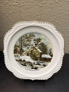 Plato Currier and Ives LA VIEJA GRANJA EN INVIERNO ~ Invierno - Imagen 1 de 4