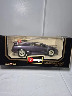 Bburago 1:18 Lamborghini Diablo 1990 Purple Die Cast Metal Made In Italy - Image 1 of 4