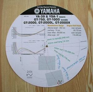 Yamaha YA-39/YSA-1 & GT-750/1000/2000 Tonearm Cartridge Alignment Protractor - Picture 1 of 8