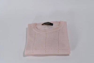 FENDI Pointelle Grid Wool Crewneck Sweater In Pink - Image 1 of 4