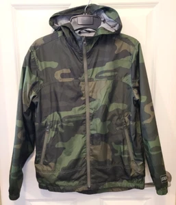 Gap Kids Boys Youth Windbreaker Green Camo Camoflage Jacket Lined Hooded sz12 XL - Picture 1 of 21