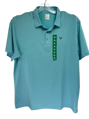 Camisa polo de golf Callaway Opti-Dri para hombre talla XL verde azulado/blanco a rayas (R28) nueva con etiquetas Foto 1 de 4