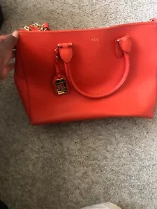 LAUREN RALPH LAUREN NEWBURY DOUBLE ZIP RED LEATHER SATCHEL WITH DUST BAG - Picture 1 of 5