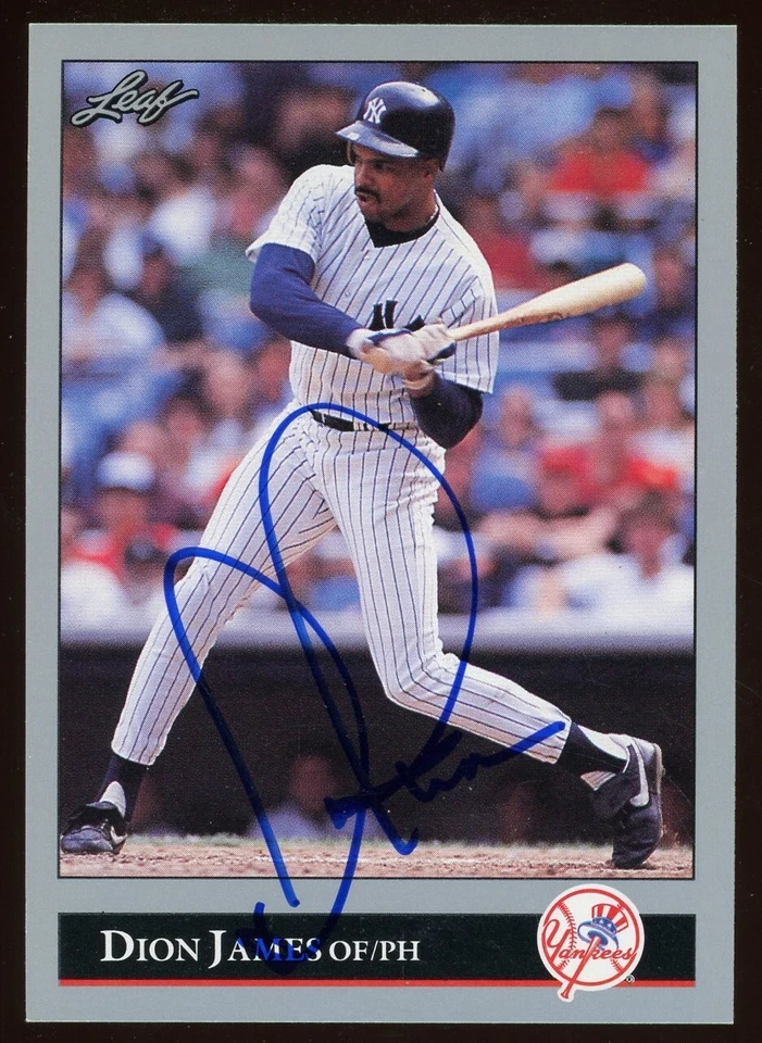 1992 Leaf DION JAMES Signed Card autograph AUTO YANKEES BREWERS - Image 1 of 1