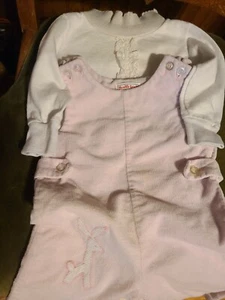 Vintage Healthtex embroidered Toddler Girl's jumper Size 9mo. pink brushed cordu - Picture 1 of 7