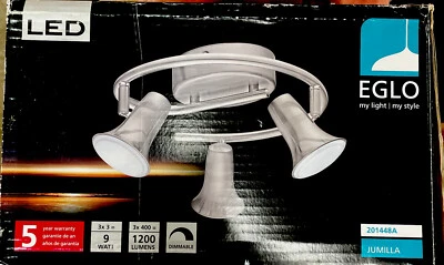 Kit de iluminación de pista de techo de níquel mate Eglo Jumilla LED 3 luces-201448A nuevo en caja Foto 1 de 4