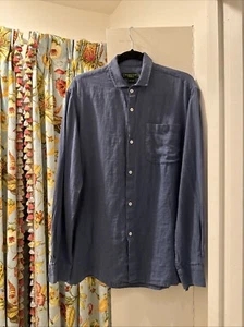 shanghai tang Linen Blue Shirt Dragon L - Picture 1 of 5