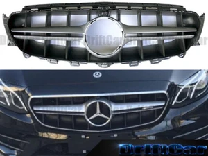 BLACK FRAME SILVER BAR E63 STYLE GRILLE FOR Bz 2017 2018 2019 C238 W213 - Picture 1 of 4